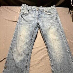 TK Axel Mens Light Wash Blue‎ Denim Jeans 34x32 Flap Pocket Distressed